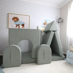 Possum Play Tunnels & Shields in Eucalyptus - Fun and creative cubby setup in decorated play room