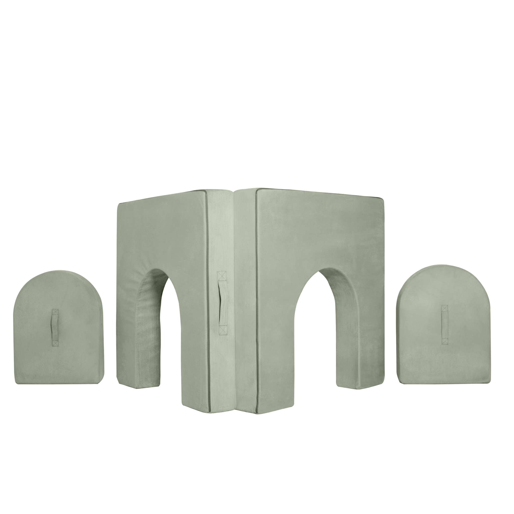 Possum Play Tunnels & Shields set in Sage Light Green — Foam tunnel cushion and two shields ideal for active kids